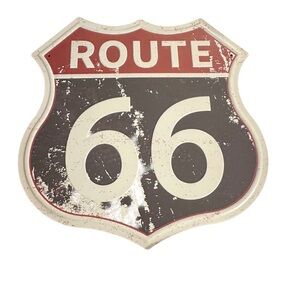 Route 66 Metal Wall Decor Sign 12x12” Tin Retro Vintage Look Garage Man Cave
